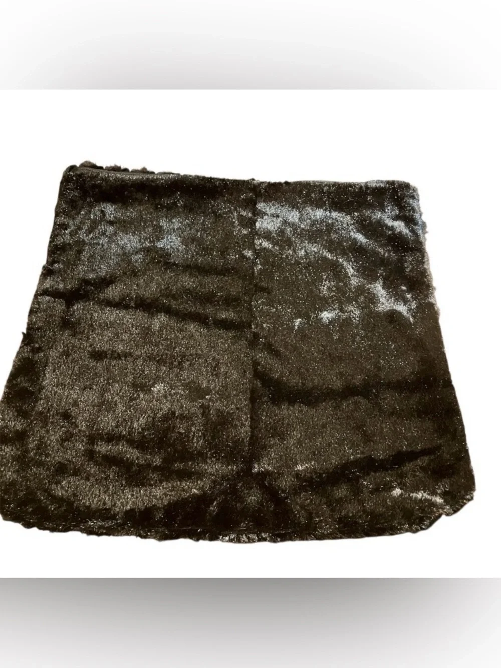 NEW Black Faux Fur Pillow Case 16” Set of 2 Textured